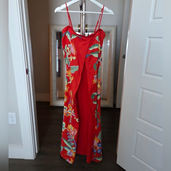 Anthropologie Strapless Pleated Column Midi Red Dress Size M - Picture 4 of 10